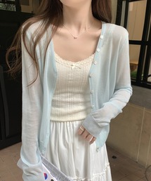 Girly Doll（ガーリードール）の「Vネックシアーサマーニットカーディガン（カーディガン/ボレロ）」