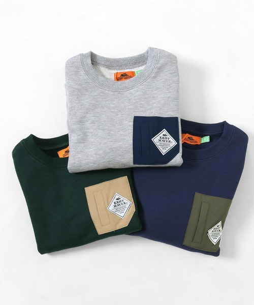 KRIFF MAYER（クリフメイヤー）の「【裏毛】ヤマロゴポケクルー（スウェット・キッズ・グリーン/ネイビー/グレー・120/130/140/150/160/170）」の12枚目の写真