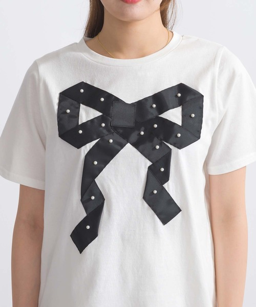 PICCIN（ピッチン）の「【WEB限定】フロントリボンコットンTシャツ（Tシャツ/カットソー・レディース・オフホワイト/ブラック・M/L）」の19枚目の写真
