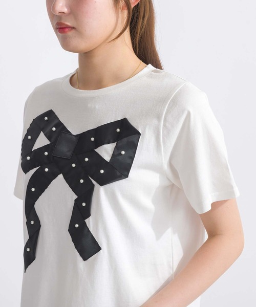 PICCIN（ピッチン）の「【WEB限定】フロントリボンコットンTシャツ（Tシャツ/カットソー・レディース・オフホワイト/ブラック・M/L）」の20枚目の写真