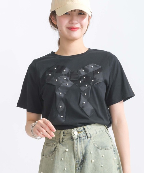 PICCIN（ピッチン）の「【WEB限定】フロントリボンコットンTシャツ（Tシャツ/カットソー・レディース・オフホワイト/ブラック・M/L）」の13枚目の写真
