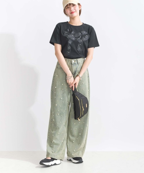 PICCIN（ピッチン）の「【WEB限定】フロントリボンコットンTシャツ（Tシャツ/カットソー・レディース・オフホワイト/ブラック・M/L）」の16枚目の写真