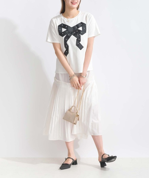 PICCIN（ピッチン）の「【WEB限定】フロントリボンコットンTシャツ（Tシャツ/カットソー・レディース・オフホワイト/ブラック・M/L）」の10枚目の写真