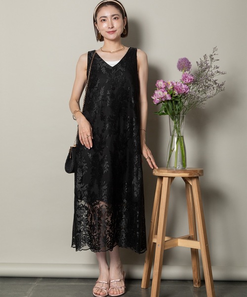 ★SINOON★LACE SLEEVELESS DRESS★レーススリーブレス ドレス★ シヌーン] SINOON LACE SLEEVELESS DRESS