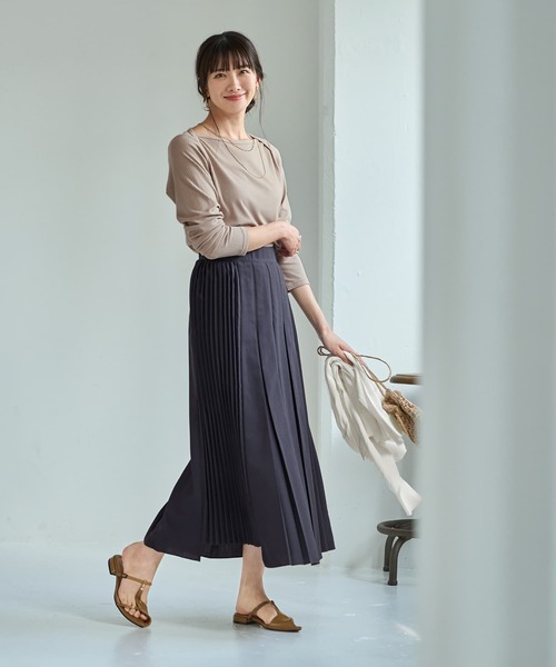 STYLE DELI(スタイルデリ)の「【LUXE】段差デザインプリーツスカート(スカート・レディース・ネイビー/パープル系その他・SMALL/MEDIUM)」の3枚目の写真
