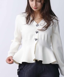 PICCIN PERLA | ハートボタンペプラムカーディガン(カーディガン/ボレロ)