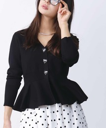 PICCIN PERLA | ハートボタンペプラムカーディガン(カーディガン/ボレロ)