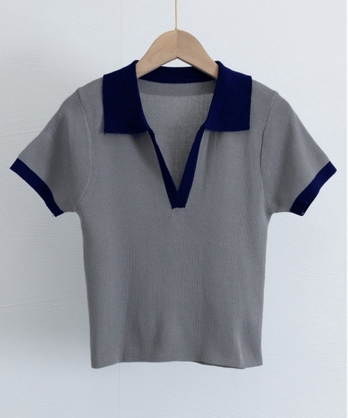 Miniministore(ミニミニストア)の「サマーニット夏Vネック半袖ニットトップス(ニット/セーター・レディース・ブラック/ホワイト/レンガ/グレー・FREE)」の18枚目の写真