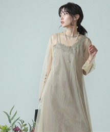 kana アシンメトリー レース ワンピース 結婚式　お呼ばれドレス Kana ドレス シャーリング キャンディー スリーブ