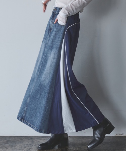AIC.（エーアイシー）の「デニムリメイクロングスカート（デニム