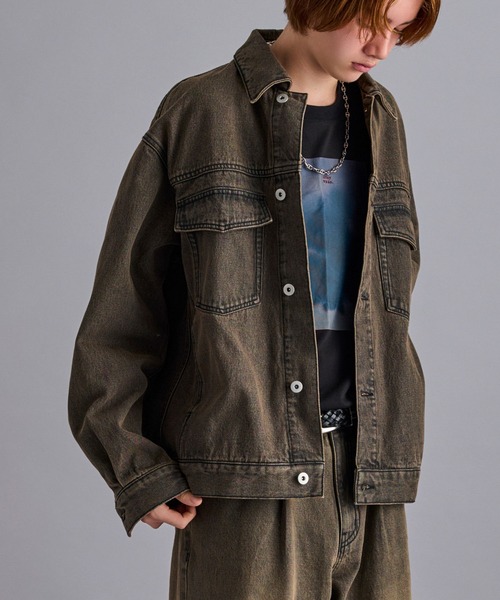 JUNRED(ジュンレッド)の「【セットアップ対応】オーバーダイデニムトラッカージャケット(デニムジャケット・メンズ・ブラウン/ネイビー/グレー・L/M/S)」の16枚目の写真