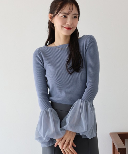 【新品・未使用】ENDAY チュールニットブルゾン 新品・未使用】ENDAY チュールニットブルゾン