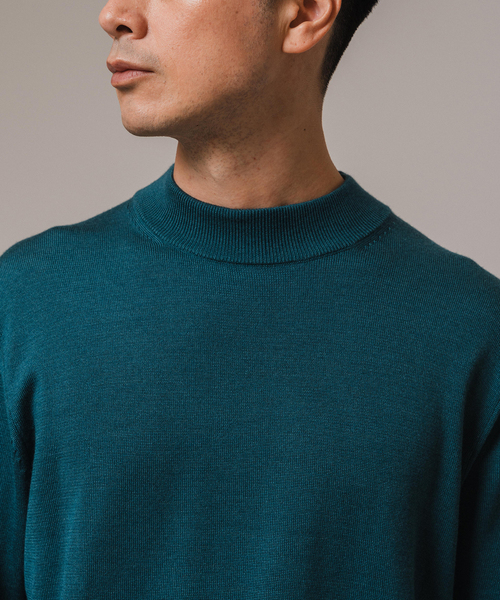 ウール/シルク/カシミヤ MIX クリスタル モックネックニット（ニット