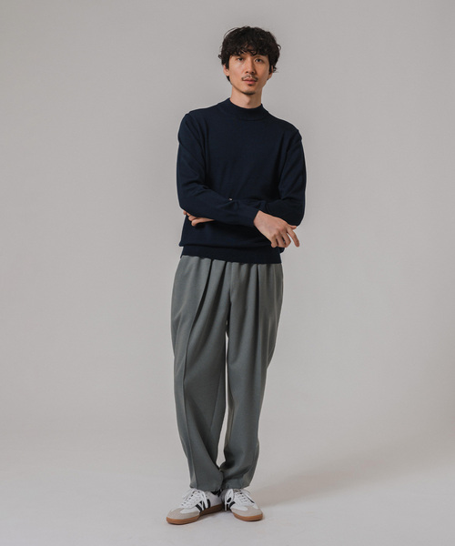 ウール/シルク/カシミヤ MIX クリスタル モックネックニット（ニット