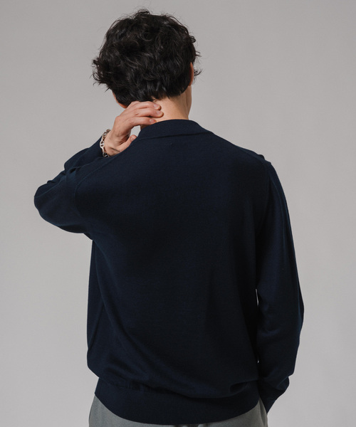 EDIFICE（エディフィス）の「ウール/シルク/カシミヤ MIX クリスタル モックネックニット（ニット/セーター・メンズ・パープル/ネイビー/グリーン/アイボリー/マスタード・SMALL/MEDIUM/LARGE/X-LARGE）」の10枚目の写真