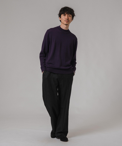 EDIFICE（エディフィス）の「ウール/シルク/カシミヤ MIX クリスタル モックネックニット（ニット/セーター・メンズ・パープル/ネイビー/グリーン/アイボリー/マスタード・SMALL/MEDIUM/LARGE/X-LARGE）」の13枚目の写真