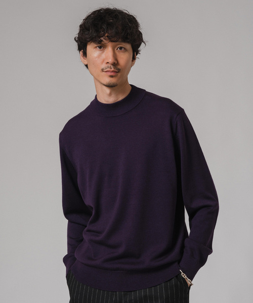 EDIFICE（エディフィス）の「ウール/シルク/カシミヤ MIX クリスタル モックネックニット（ニット/セーター・メンズ・パープル/ネイビー/グリーン/アイボリー/マスタード・SMALL/MEDIUM/LARGE/X-LARGE）」の15枚目の写真