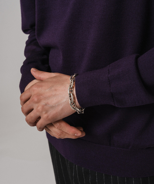 EDIFICE（エディフィス）の「ウール/シルク/カシミヤ MIX クリスタル モックネックニット（ニット/セーター・メンズ・パープル/ネイビー/グリーン/アイボリー/マスタード・SMALL/MEDIUM/LARGE/X-LARGE）」の17枚目の写真