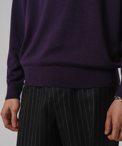 EDIFICE（エディフィス）の「ウール/シルク/カシミヤ MIX クリスタル モックネックニット（ニット/セーター・メンズ・パープル/ネイビー/グリーン/アイボリー/マスタード・SMALL/MEDIUM/LARGE/X-LARGE）」の18枚目の写真