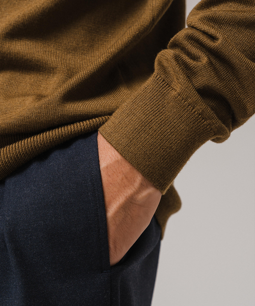 ウール/シルク/カシミヤ MIX クリスタル モックネックニット