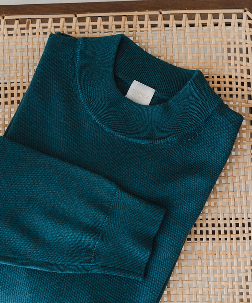 ウール/シルク/カシミヤ MIX クリスタル モックネックニット（ニット