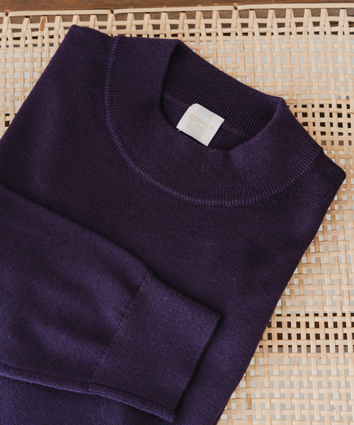 ウール/シルク/カシミヤ MIX クリスタル モックネックニット（ニット