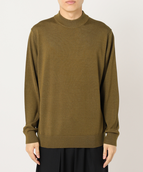 ウール/シルク/カシミヤ MIX クリスタル モックネックニット（ニット