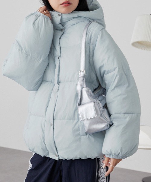 セール】2WAYシャインナイロンフード中綿ジャケット/ベスト（ダウン