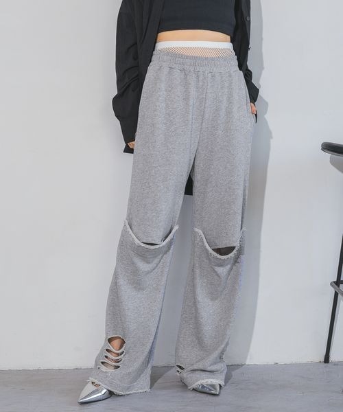 ★JEANASIS★ダメージスリット裏毛パンツ JEANASIS（ジーナシス）の「ダメージスリットウラケパンツ