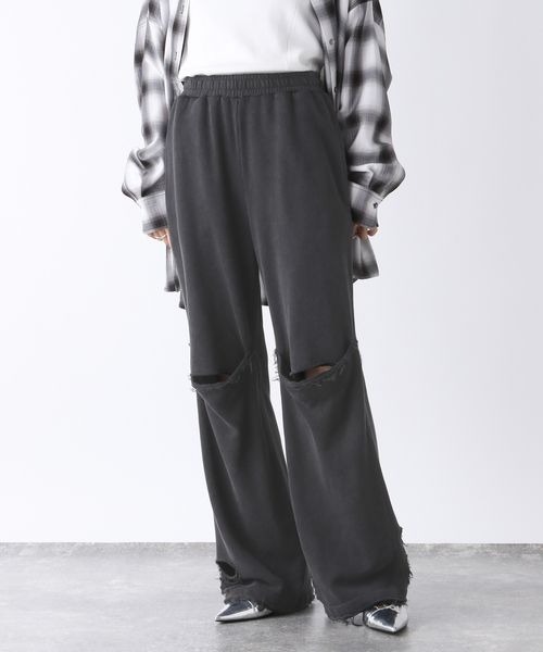 JEANASIS（ジーナシス）の「ダメージスリットウラケパンツ/152242（スウェットパンツ・レディース・ブラック系その他/グレー/ネイビー系・FREE）」の5枚目の写真