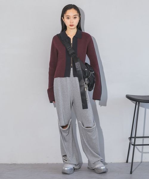 JEANASIS（ジーナシス）の「ダメージスリットウラケパンツ/152242（スウェットパンツ・レディース・ブラック系その他/グレー/ネイビー系・FREE）」の11枚目の写真