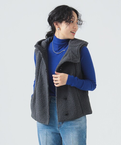 B:MING by BEAMS（ビーミングバイビームス）の「ボア ベスト（S～M）（ベスト・レディース・ホワイト系その他5/チャコールグレー・SMALL/MEDIUM）」の14枚目の写真