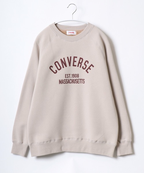 CONVERSE(コンバース)の「CONVERSE(コンバース)裏シャギー起毛スウェットトレーナープルオーバー レディース/ハイカットスニーカー刺繍/ワンポイントロゴ刺繍/カレッジロゴプリント(スウェット・レディース・ラベンダー/ライトベージュ/ホワイト系その他/ネイビー/ブラウン/グリーン/ベージュ/ブラック/サックスブルー/ホワイト系その他2/アッシュグレー/ダークグリーン・L/M)」の7枚目の写真