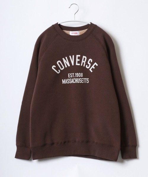 CONVERSE(コンバース)の「CONVERSE(コンバース)裏シャギー起毛スウェットトレーナープルオーバー レディース/ハイカットスニーカー刺繍/ワンポイントロゴ刺繍/カレッジロゴプリント(スウェット・レディース・ラベンダー/ライトベージュ/ホワイト系その他/ネイビー/ブラウン/グリーン/ベージュ/ブラック/サックスブルー/ホワイト系その他2/アッシュグレー/ダークグリーン・L/M)」の6枚目の写真