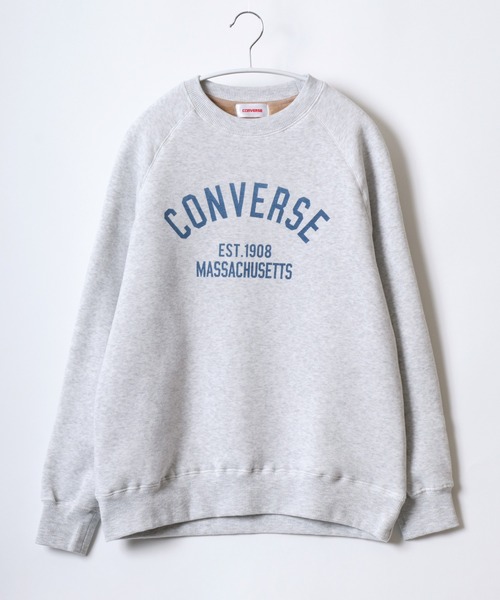 CONVERSE(コンバース)の「CONVERSE(コンバース)裏シャギー起毛スウェットトレーナープルオーバー レディース/ハイカットスニーカー刺繍/ワンポイントロゴ刺繍/カレッジロゴプリント(スウェット・レディース・ラベンダー/ライトベージュ/ホワイト系その他/ネイビー/ブラウン/グリーン/ベージュ/ブラック/サックスブルー/ホワイト系その他2/アッシュグレー/ダークグリーン・L/M)」の5枚目の写真