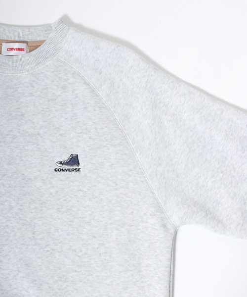 CONVERSE(コンバース)の「CONVERSE(コンバース)裏シャギー起毛スウェットトレーナープルオーバー レディース/ハイカットスニーカー刺繍/ワンポイントロゴ刺繍/カレッジロゴプリント(スウェット・レディース・ラベンダー/ライトベージュ/ホワイト系その他/ネイビー/ブラウン/グリーン/ベージュ/ブラック/サックスブルー/ホワイト系その他2/アッシュグレー/ダークグリーン・L/M)」の18枚目の写真