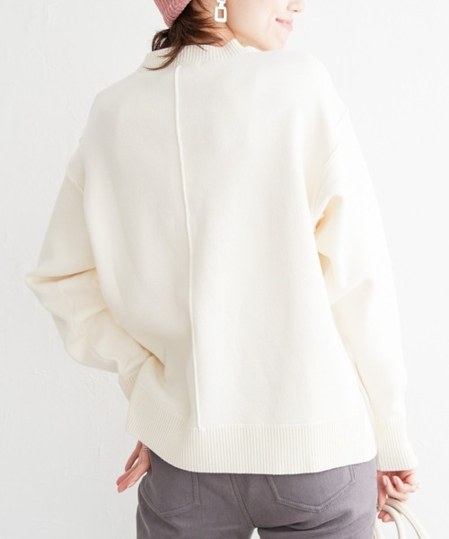 ikka（イッカ）の「ダブルフェイススウェットライクニット（ニット/セーター・レディース・スカイブルー/ライトベージュ/チャコールグレー/イエロー・M/L/S）」の3枚目の写真