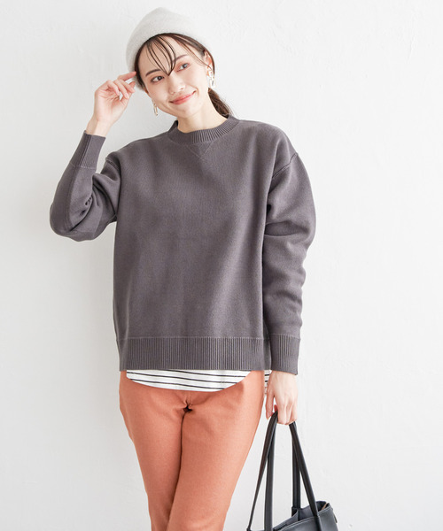 ikka（イッカ）の「ダブルフェイススウェットライクニット（ニット/セーター・レディース・スカイブルー/ライトベージュ/チャコールグレー/イエロー・M/L/S）」の14枚目の写真