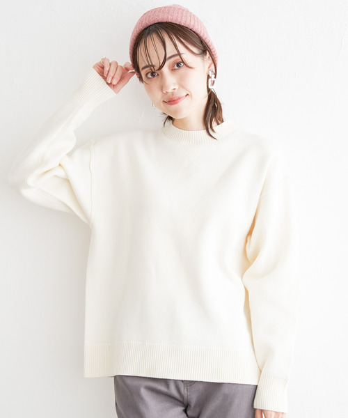 ikka（イッカ）の「ダブルフェイススウェットライクニット（ニット/セーター・レディース・スカイブルー/ライトベージュ/チャコールグレー/イエロー・M/L/S）」の15枚目の写真