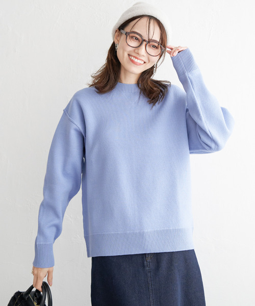 ikka（イッカ）の「ダブルフェイススウェットライクニット（ニット/セーター・レディース・スカイブルー/ライトベージュ/チャコールグレー/イエロー・M/L/S）」の17枚目の写真