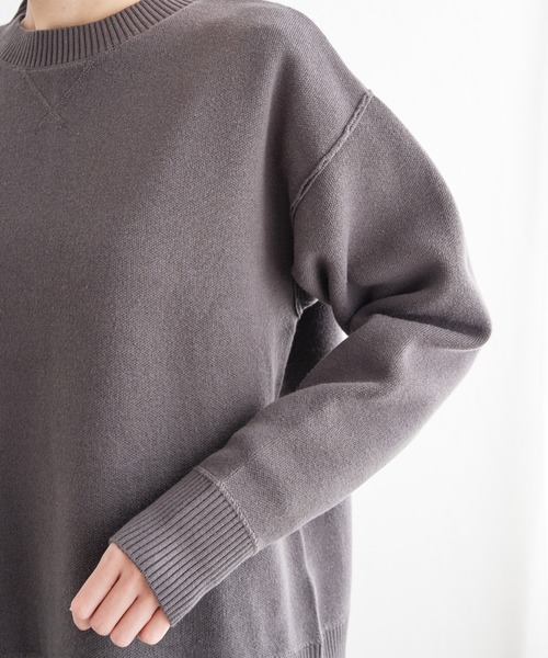 ikka（イッカ）の「ダブルフェイススウェットライクニット（ニット/セーター・レディース・スカイブルー/ライトベージュ/チャコールグレー/イエロー・M/L/S）」の7枚目の写真