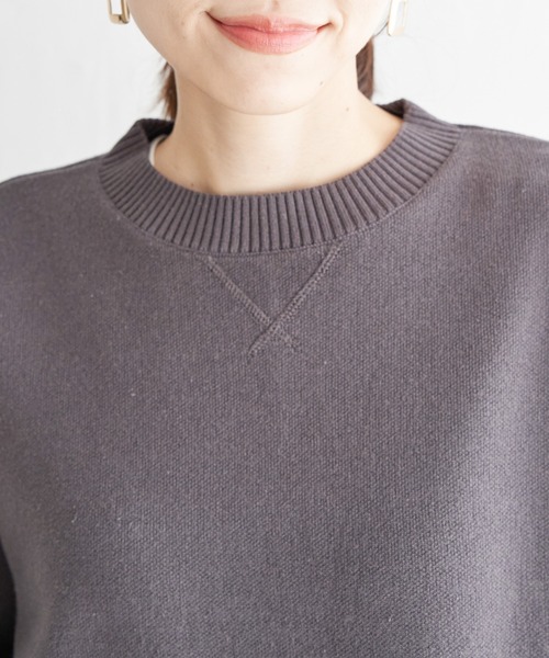 ikka（イッカ）の「ダブルフェイススウェットライクニット（ニット/セーター・レディース・スカイブルー/ライトベージュ/チャコールグレー/イエロー・M/L/S）」の8枚目の写真