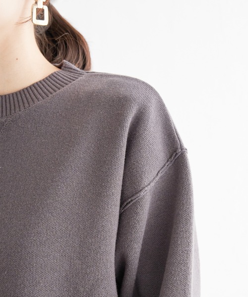 ikka（イッカ）の「ダブルフェイススウェットライクニット（ニット/セーター・レディース・スカイブルー/ライトベージュ/チャコールグレー/イエロー・M/L/S）」の9枚目の写真