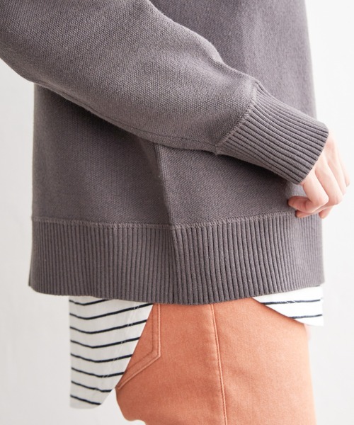 ikka（イッカ）の「ダブルフェイススウェットライクニット（ニット/セーター・レディース・スカイブルー/ライトベージュ/チャコールグレー/イエロー・M/L/S）」の12枚目の写真