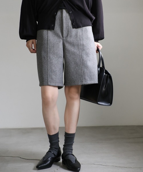 select MOCA(セレクトモカ)の「ウールライクハーフパンツ(その他パンツ・レディース・チャコール/アイボリー/グレー・FREE)」の1枚目の写真