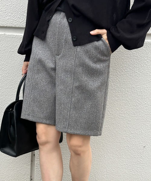 select MOCA(セレクトモカ)の「ウールライクハーフパンツ(その他パンツ・レディース・チャコール/アイボリー/グレー・FREE)」の6枚目の写真