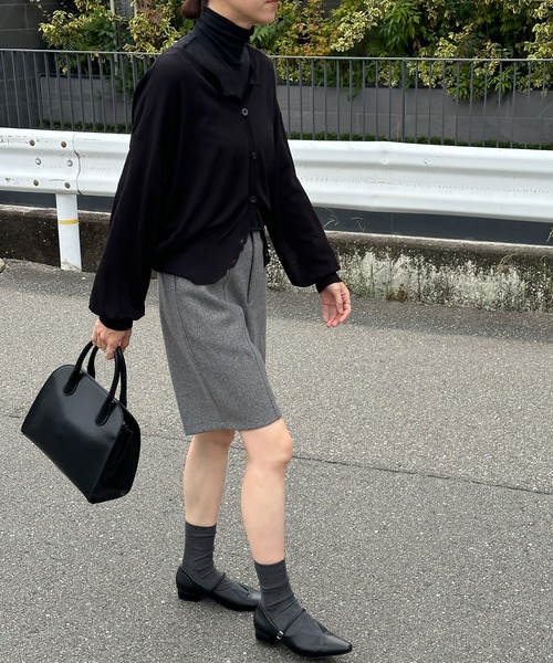 select MOCA(セレクトモカ)の「ウールライクハーフパンツ(その他パンツ・レディース・チャコール/アイボリー/グレー・FREE)」の4枚目の写真