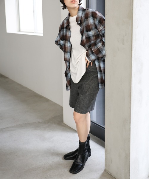 select MOCA(セレクトモカ)の「ウールライクハーフパンツ(その他パンツ・レディース・チャコール/アイボリー/グレー・FREE)」の15枚目の写真