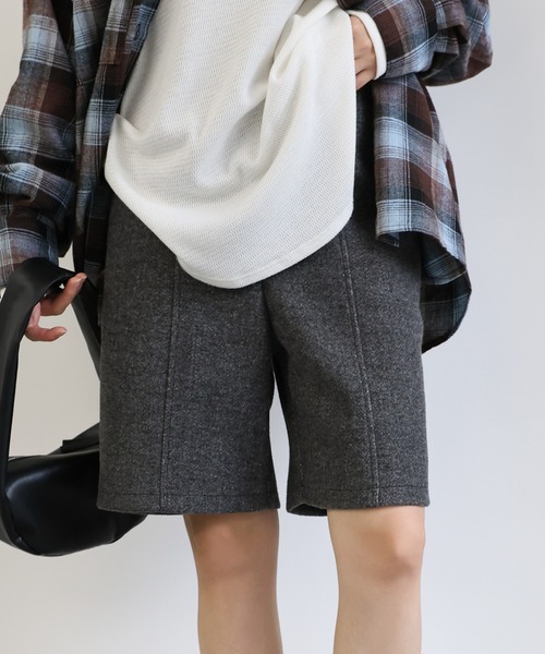 select MOCA(セレクトモカ)の「ウールライクハーフパンツ(その他パンツ・レディース・チャコール/アイボリー/グレー・FREE)」の14枚目の写真