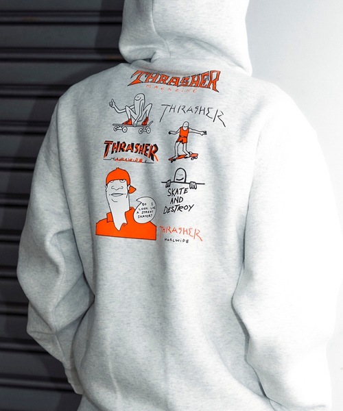 THRASHER（スラッシャー）の「MULTI.E GONZ HOODIE SWEAT PARKA/スラッシャーマーク・ゴンザレス マルチグラフィック バックプリント プルオーバーフーディ（パーカー・メンズ・ブラック/アッシュグレー/ホワイト・X-LARGE/LARGE/MEDIUM/XX-LARGE）」の18枚目の写真
